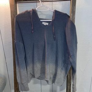 Long crop top thin sweater, ombre purple into grey